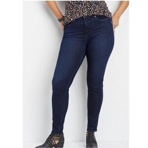 Silver Jeans Women's 28 X 29 Dark Blue Mazy Super Stretch Skinny High-Rise Denim